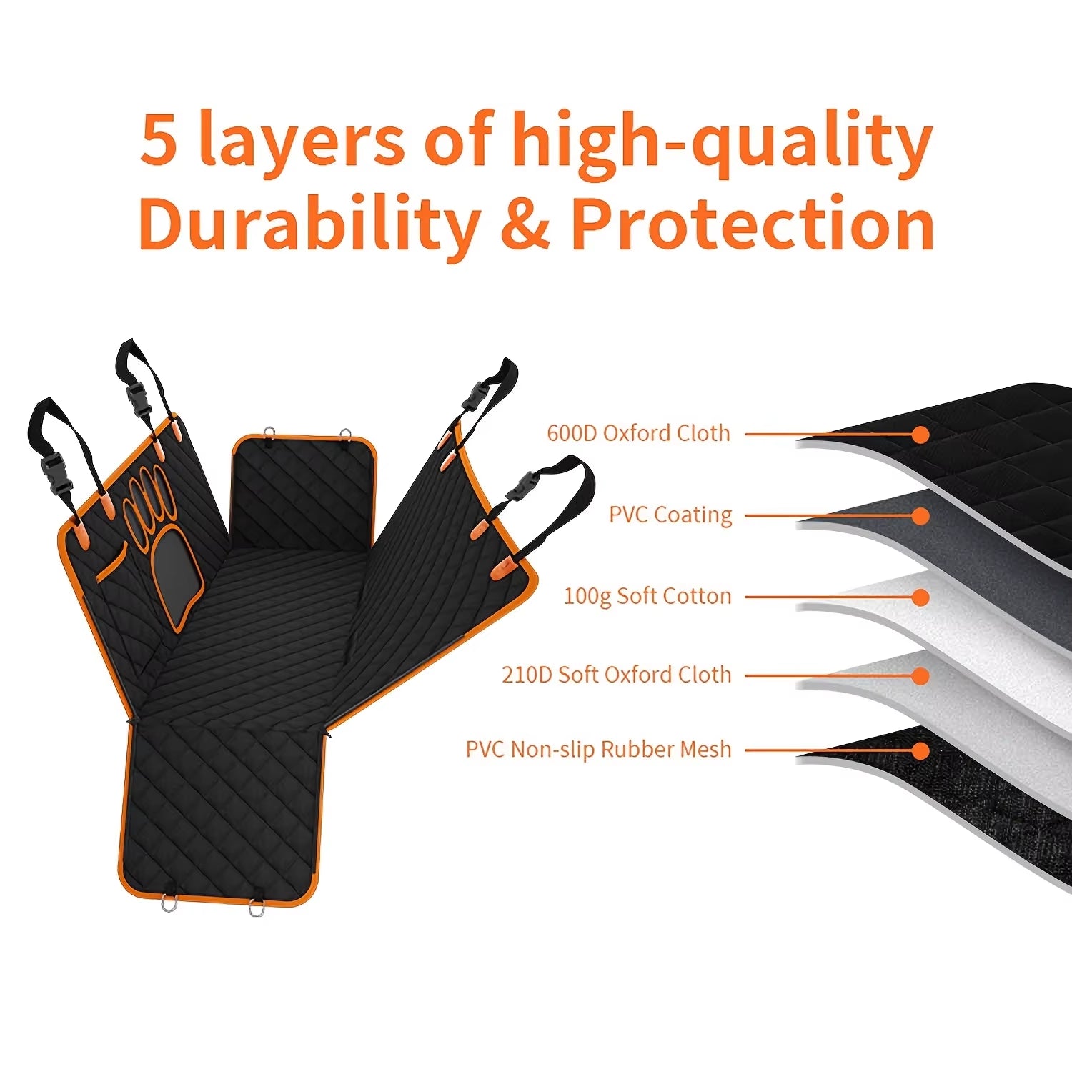 Dog Seat Cover, Pet Dog Seat Cover, Hammock Heavy Duty Scratch Resistant anti Slip Durable Soft Pet Rear Seat Cover for Cars, Tr