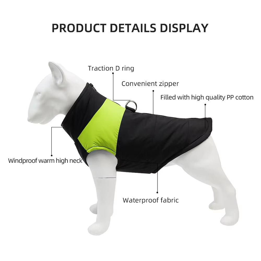 Pet Dog Jacket Warm Winter Clothes for Small Large Dogs Labrador Coat Windproof Waterproof Puppy Costume Vest with D-Ring Pug
