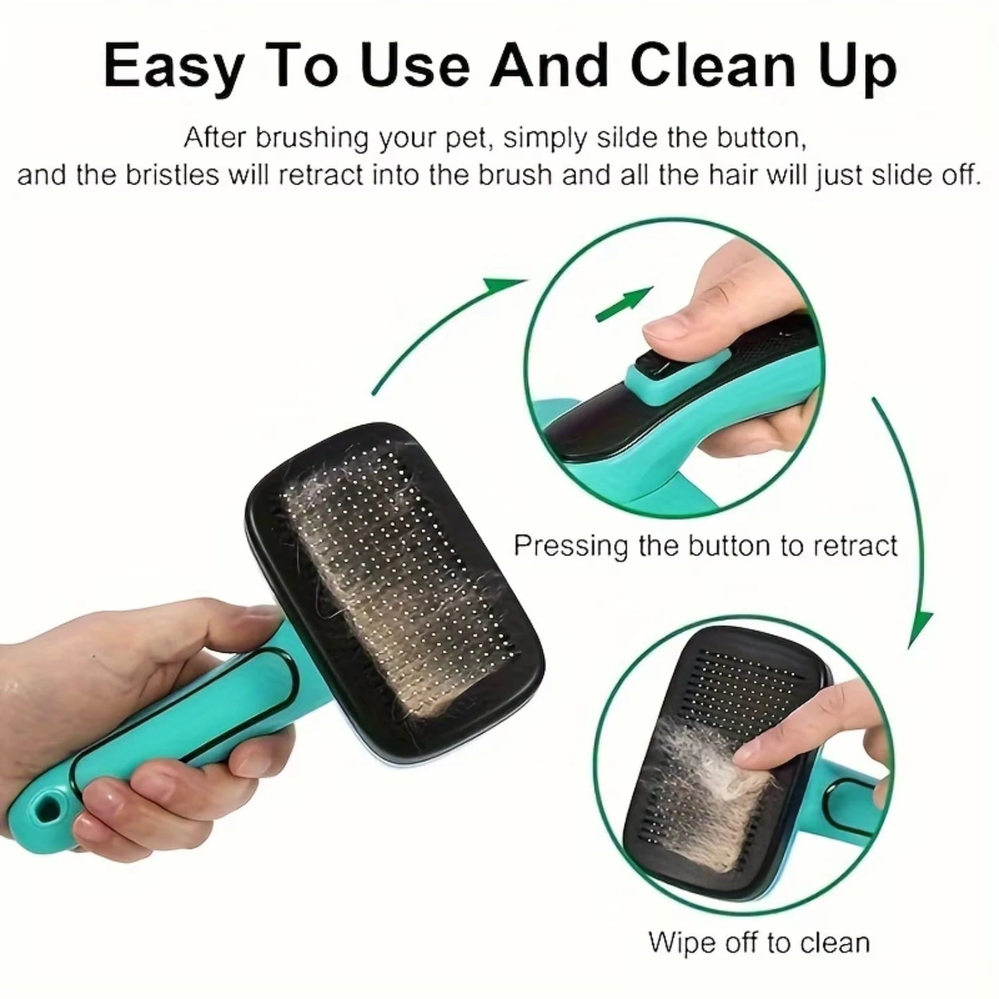 Dog & Cat Brush, Dog Brush for Shedding, Cat & Dog Grooming, Self Cleaning Slicker Brush for Pets, Pet Brush