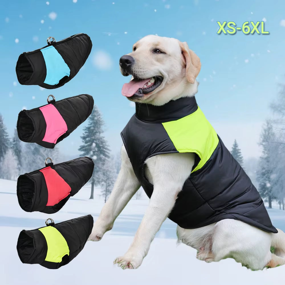 Pet Dog Jacket Warm Winter Clothes for Small Large Dogs Labrador Coat Windproof Waterproof Puppy Costume Vest with D-Ring Pug