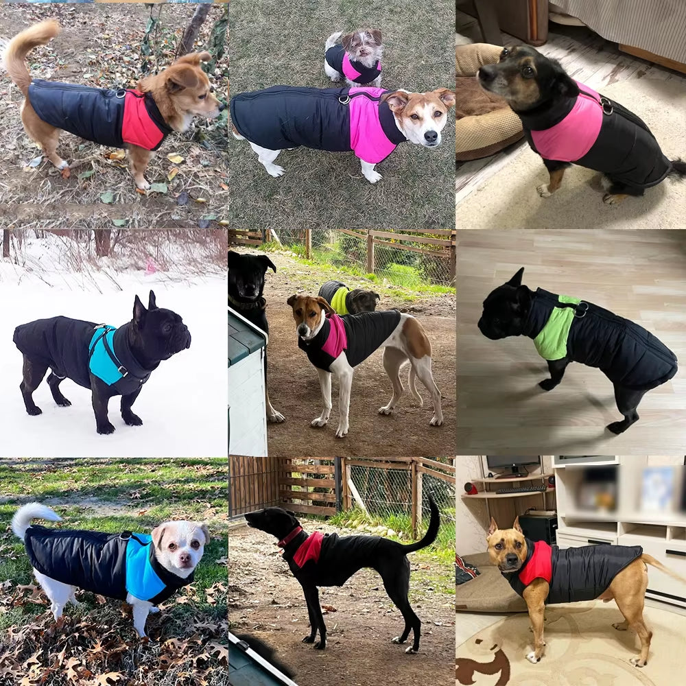 Pet Dog Jacket Warm Winter Clothes for Small Large Dogs Labrador Coat Windproof Waterproof Puppy Costume Vest with D-Ring Pug