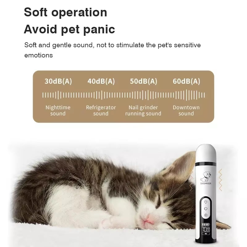 Electric Pet Nail Grinder with LED Light Cat Dogs Nail Clippers USB Rechargeable Paws Nail Cutter Pet Grooming Trimmer Supplies